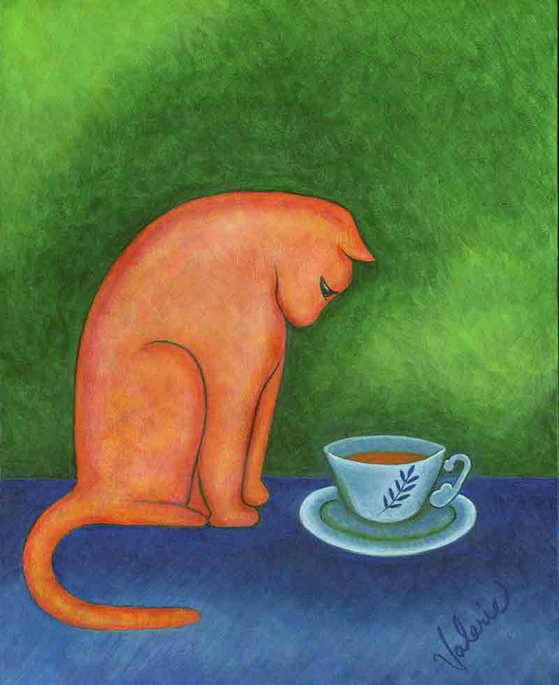 A larger view of Orange Cat with Teacup