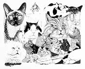 Ink drawing of cats